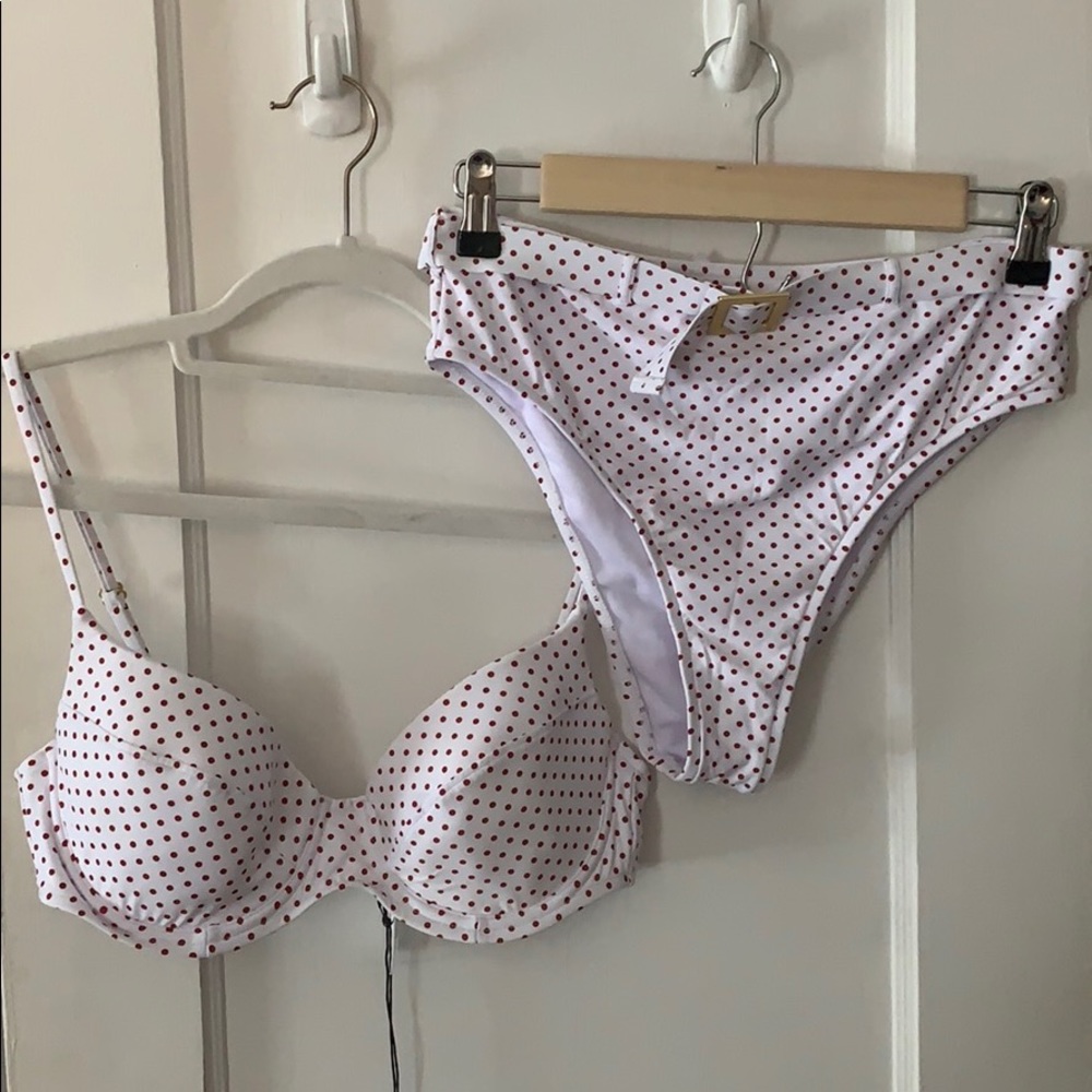 WeWoreWhat bikini in micro polka dot - red